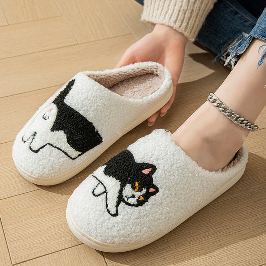 Cozy cartoon-themed slippers with soft, fuzzy interior and non-slip sole for comfortable indoor and outdoor wear