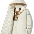 Outdoor waterproof jacket in camel colour with temperature sensing technology for autumn and winter wear