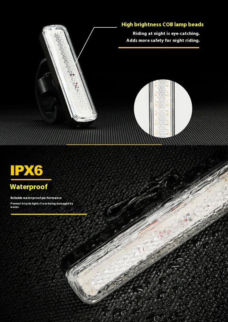 USB rechargeable bicycle light with colourful LED made from PC material for cycling safety