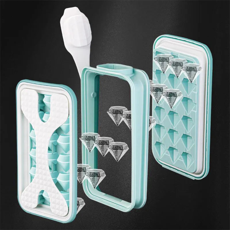 Silicone ice cube mould and water bottle combo in light grey, sky blue, or white colour.