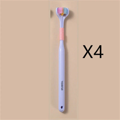 3-in-1 Soft Bristle Toothbrush with Tri-Sided Brush Head and Temperature-Responsive Bristles