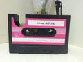 Blue plastic pen holder box 17x5x11.5cm for stationery phone and cables on a desk