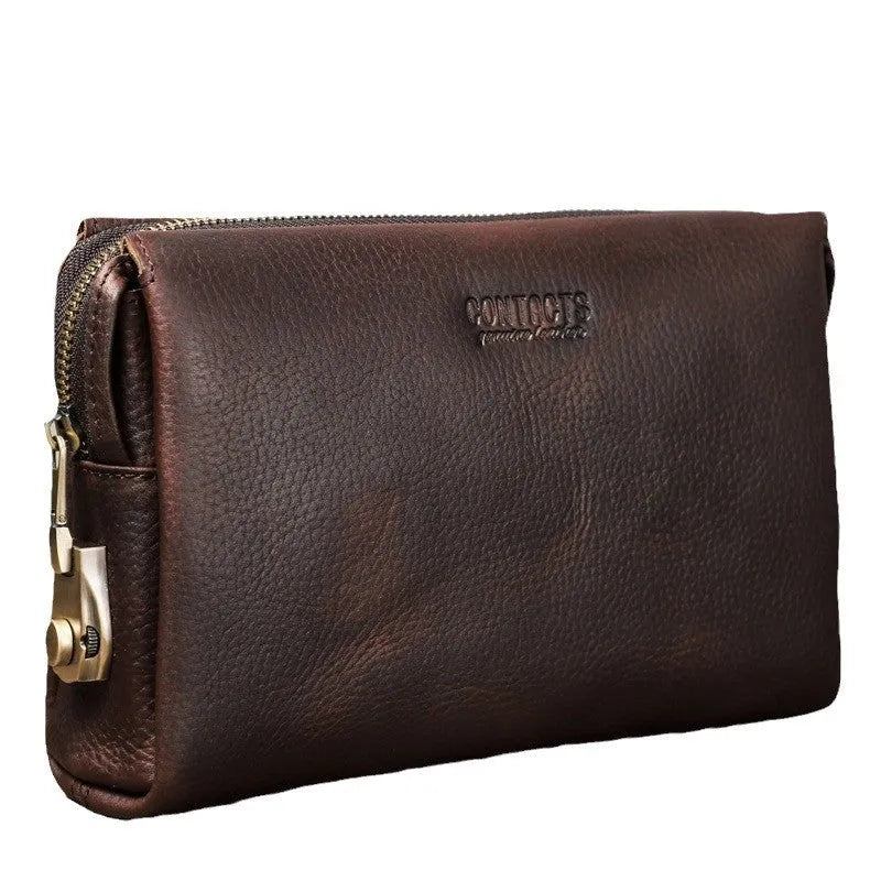 Black Angel first layer cattlehide leather men's wallet in black with bifold design