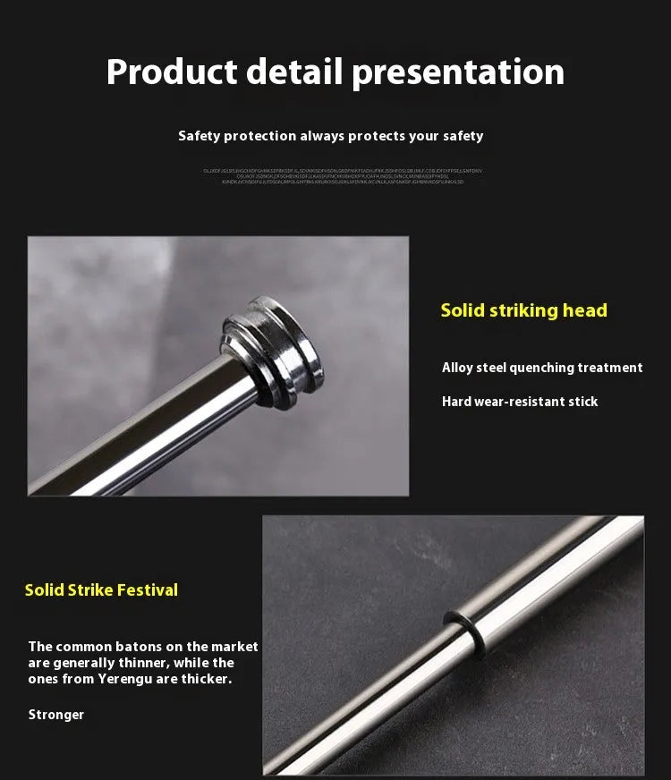 Titanium black automatic spring expandable aluminium alloy baton in three sizes