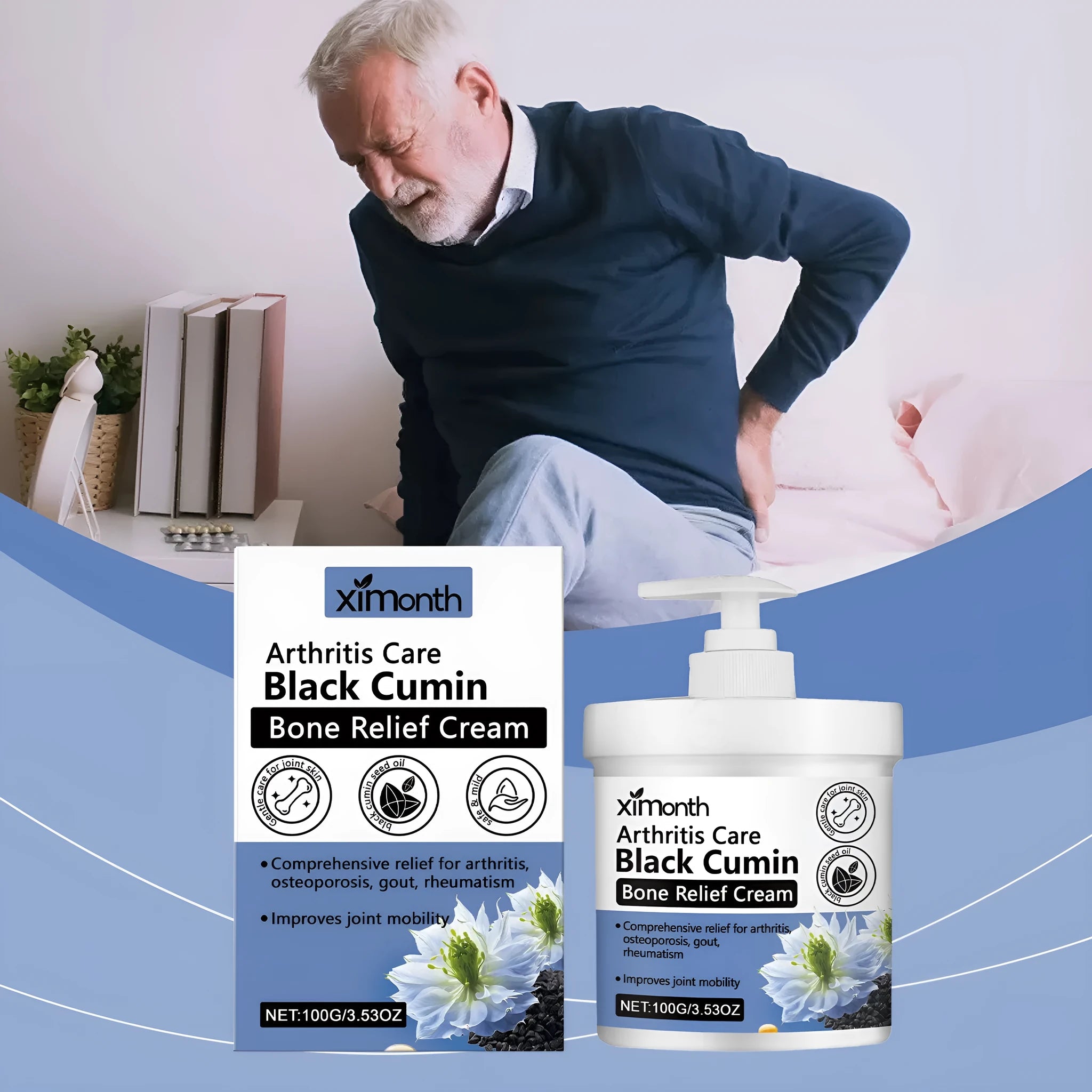 100g tube of mint and cumin seed oil joint relief cream for topical application.