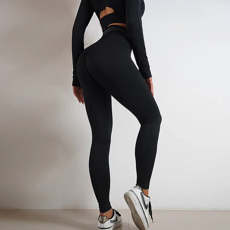 Premium seamless activewear collection featuring nylon tops, leggings, and suits in various colors