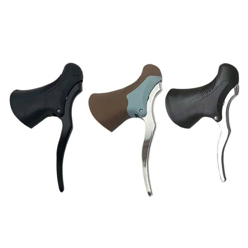 Aluminium alloy road bike brake lever pair in black or black silver for 22.2mm 23.8mm handlebars