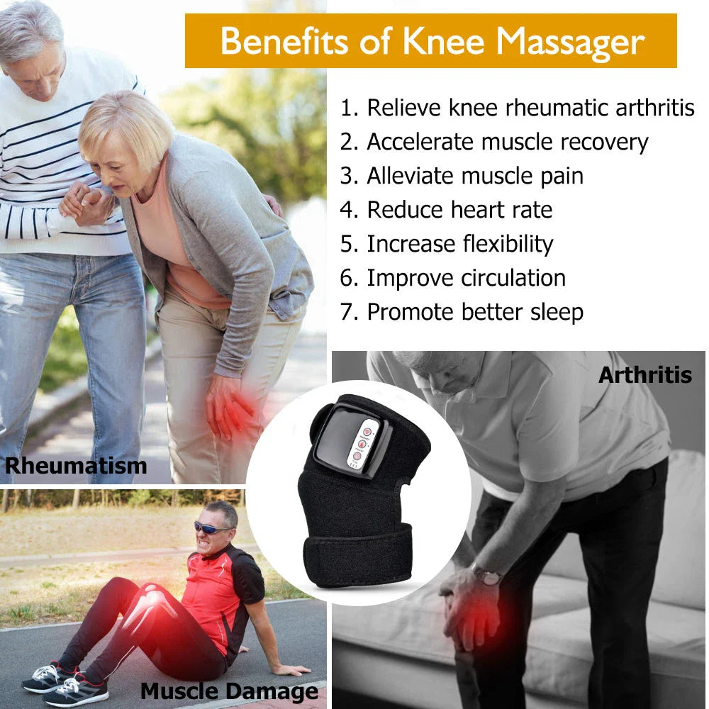 Rechargeable infrared heating knee and elbow massager with vibration therapy for pain relief and muscle recovery