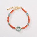 Natural South Red agate women's bracelet with geometric 4mm beads and an adjustable safety buckle clasp.