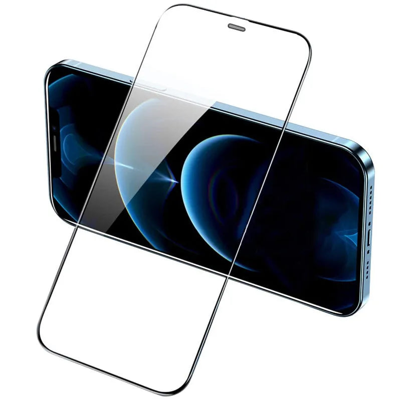 Tempered glass privacy screen protector for iPhone mobile phones with anti-peeping feature.