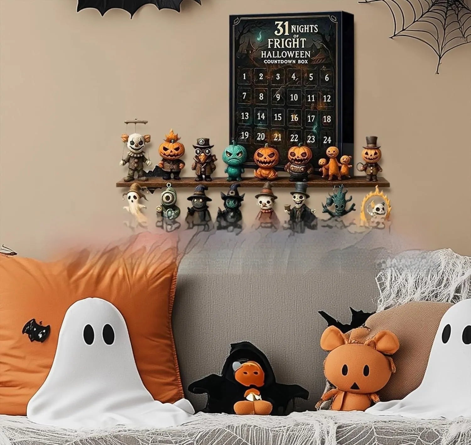 Halloween scare advent countdown blind box with resin horror doll craft decoration