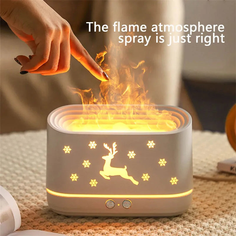 Elk Flame Humidifier Diffuser white plastic round shape realistic flame effect