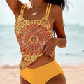 Women's vintage printed high-waist swimwear set with retro dot pattern in multiple colour options
