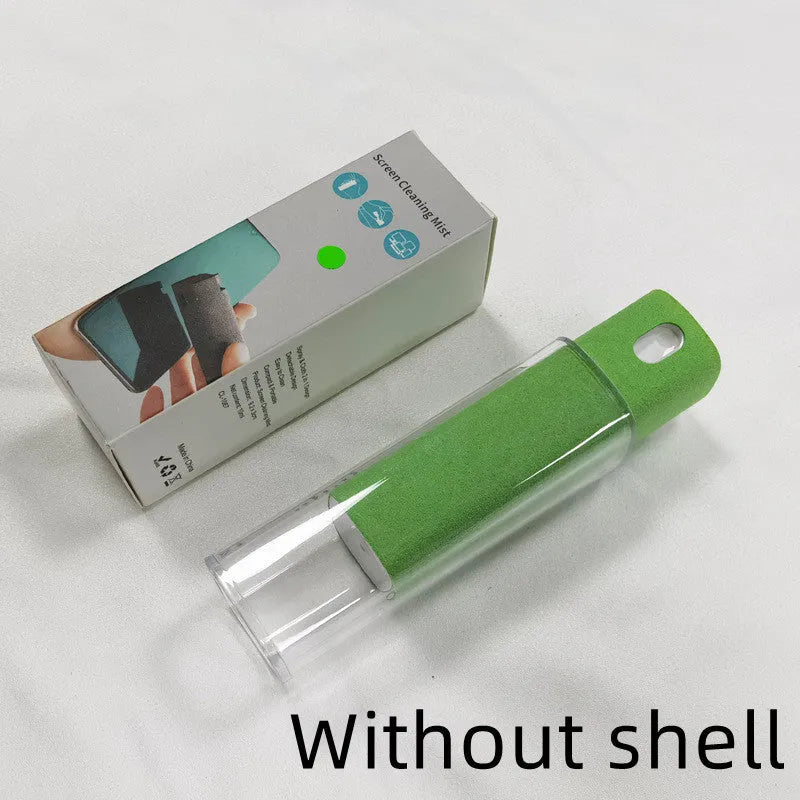 Portable all-in-one screen cleaner kit with built-in microfiber wipe and 10ml fluid bottle in a protective case.