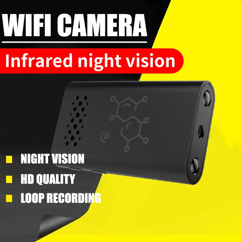 Black indoor smart security camera with WiFi for baby monitoring and home security