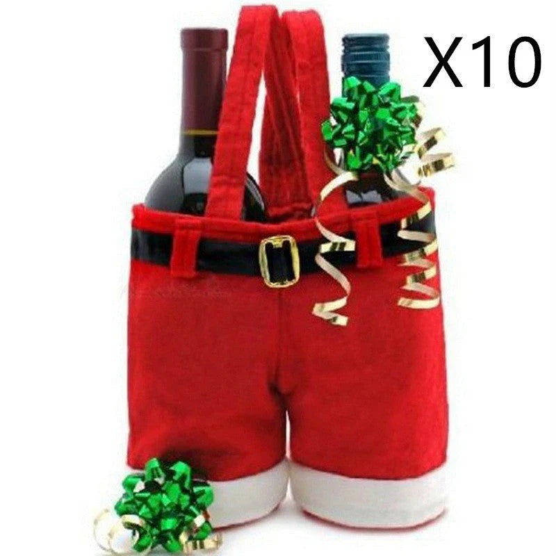 Festive Christmas-themed tote bag in the shape of Santa's iconic red pants, perfect for holding holiday treats and gifts