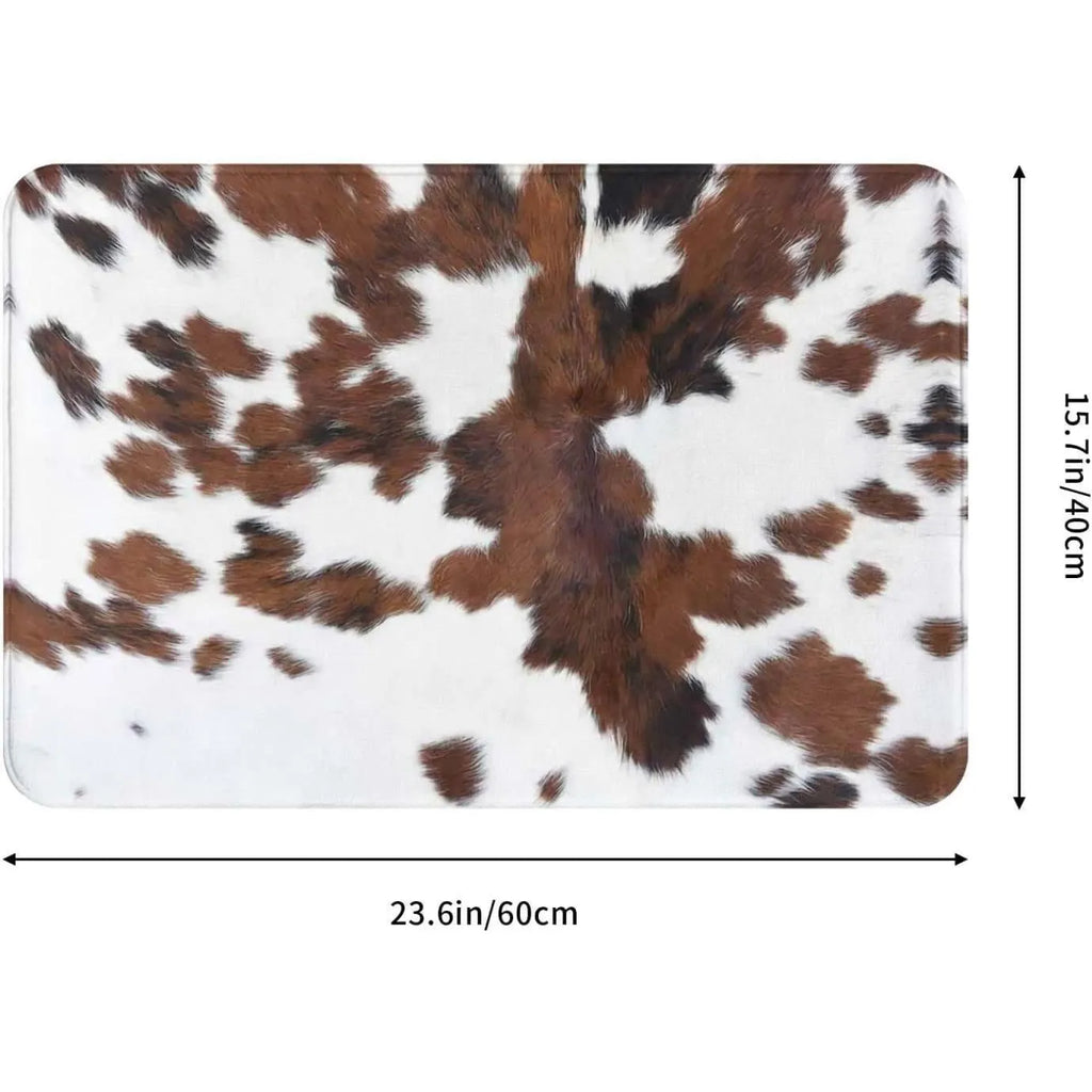 Soft polyester flannel floor mat with choice of coastal starfish, cherry strawberry, or cow print designs.