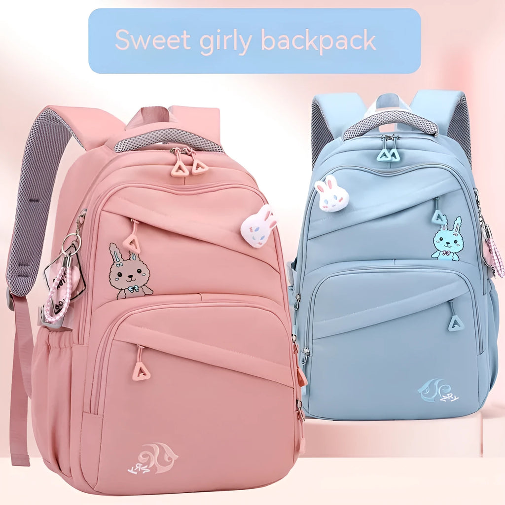 Oxford cloth schoolbag for primary school girls solid colour blue black light gray purple pink