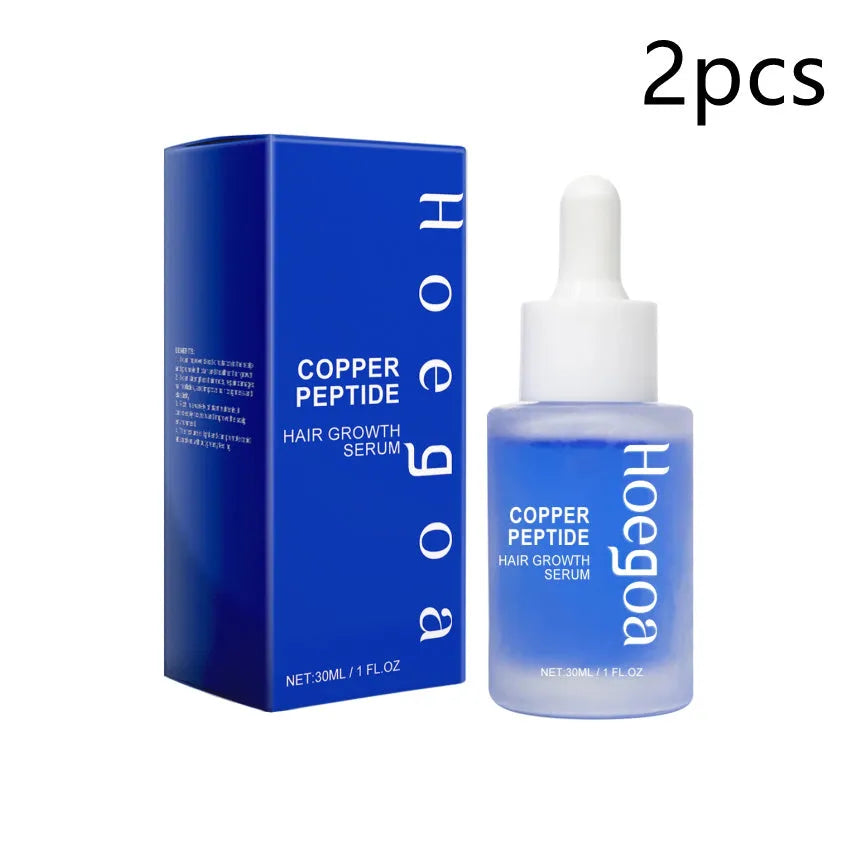 Copper Peptide Hair Growth Serum 30ml bottle with castor oil avocado oil and coconut oil ingredients
