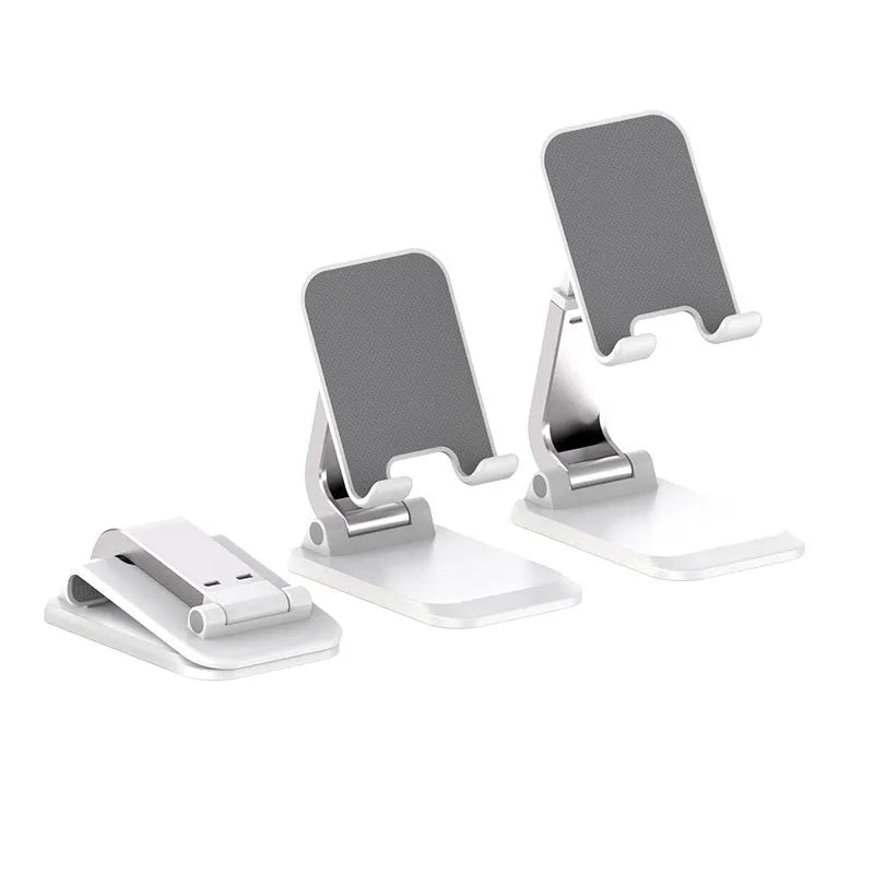 Universal folding aluminium phone desktop stand with weighted base in four colour options