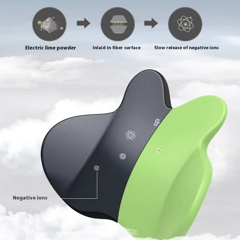 Memory foam car lumbar support pillow and neck pillow set in flat gray with antibacterial cover