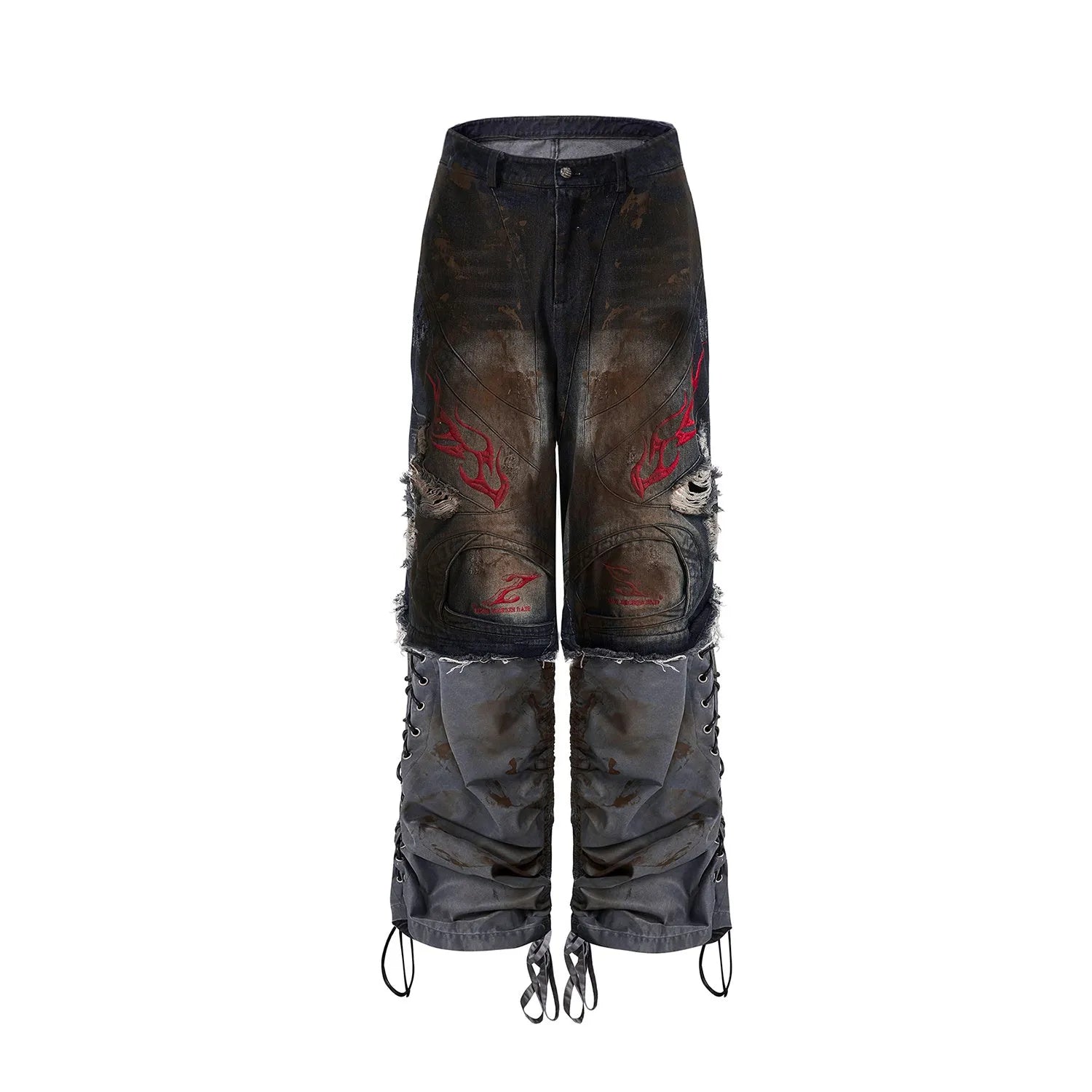 Men's retro jeans with detachable trouser legs in wide-leg loose-fit design