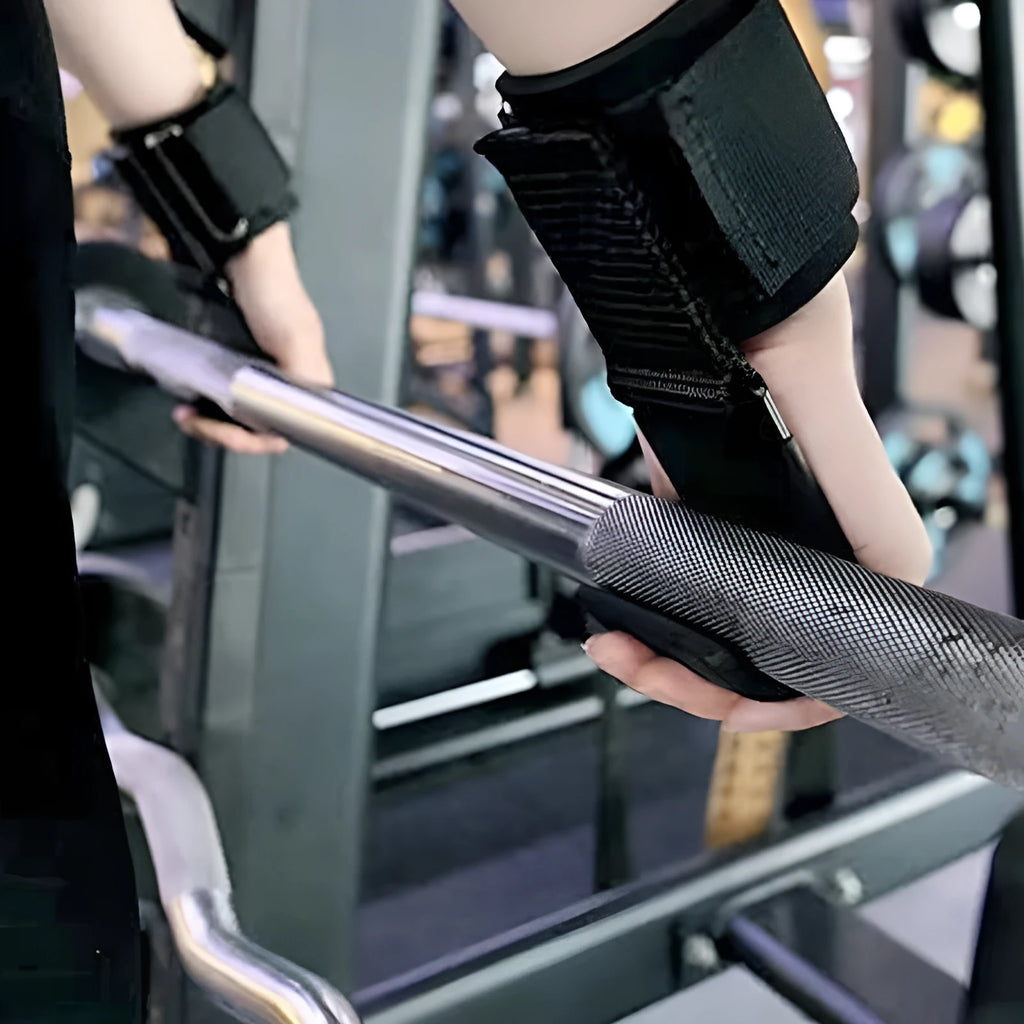 Black fitness wrist grip hook strap for pull-up training with horizontal bar