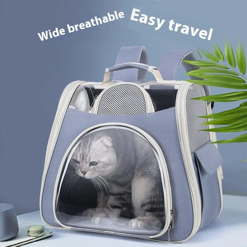 Portable foldable pet bag in solid colour with PU PVC material, medium capacity, on a plain background