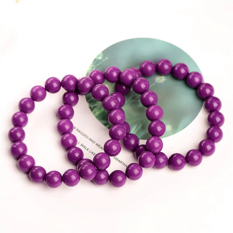 Jiuya Crystal Purple mica bracelet with 5A grade beads in polished finish
