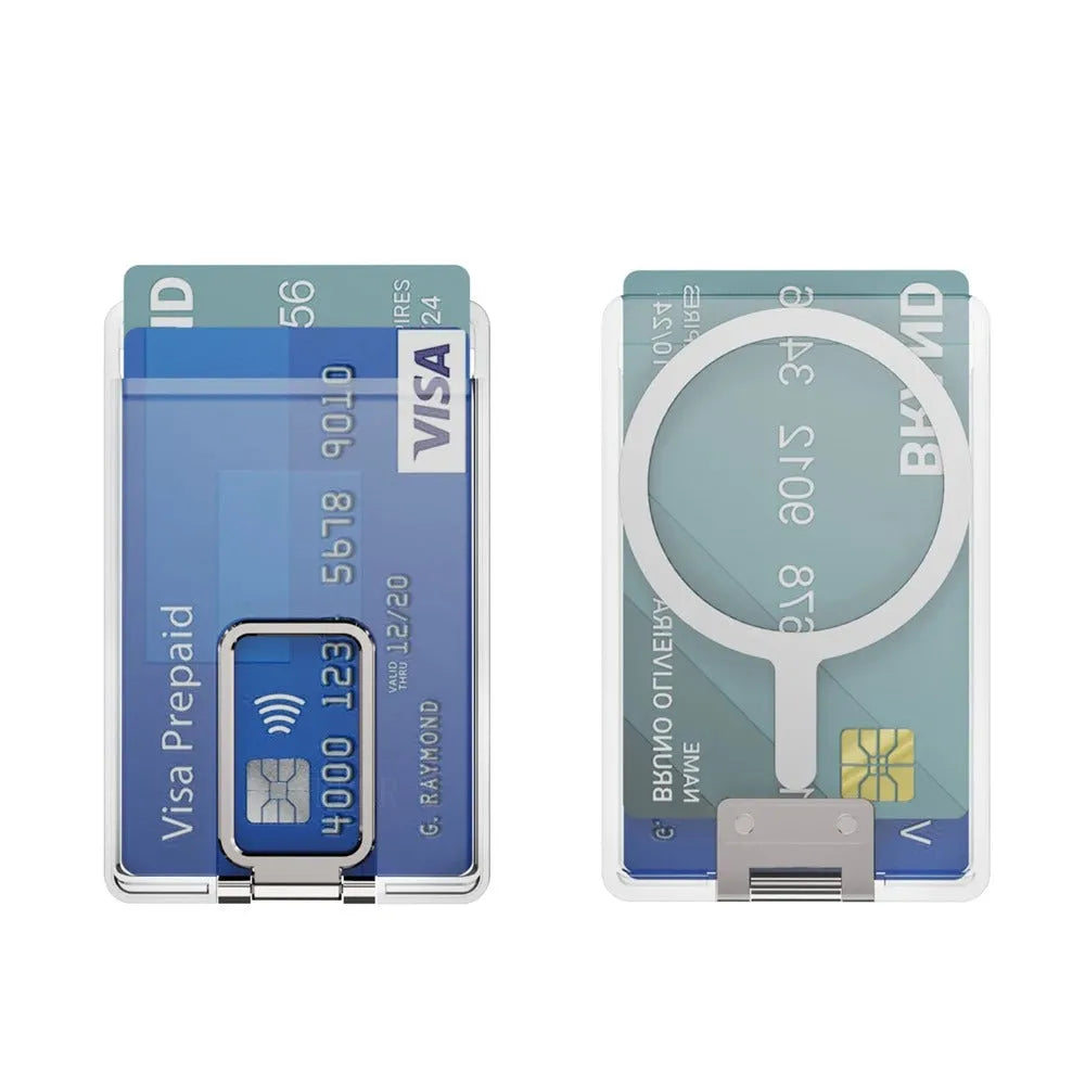 Magnetic card holder bracket transparent support for phone case with metal plate