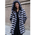 Women's zebra stripe faux fur mid-length overcoat in Japanese Korean casual style