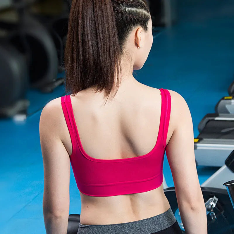 Women's reinforced shockproof sports bra with 3/4 thin mould cup and fixed double shoulder straps
