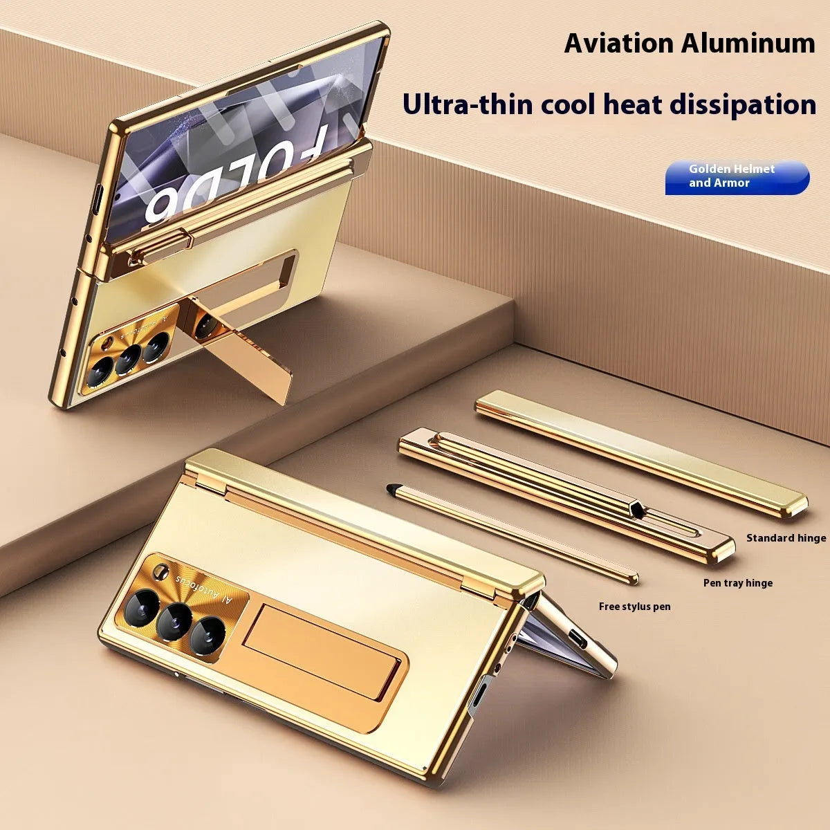 Flip phone case with aluminium alloy finish and magnetic closure for Samsung Zfold6