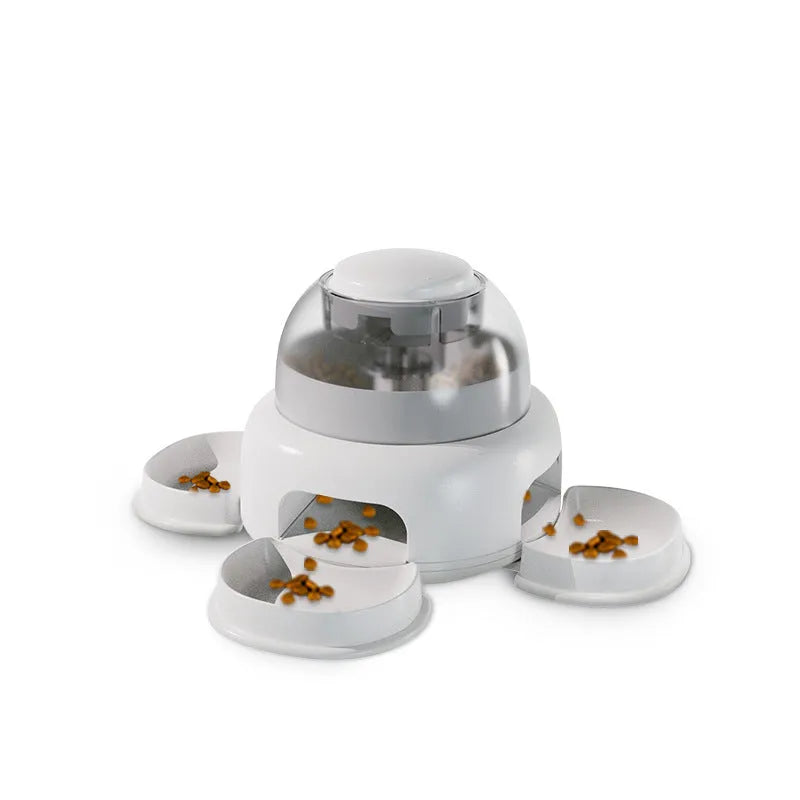 White plastic press leakage dog feeder with 500ml capacity and optional plate or disk