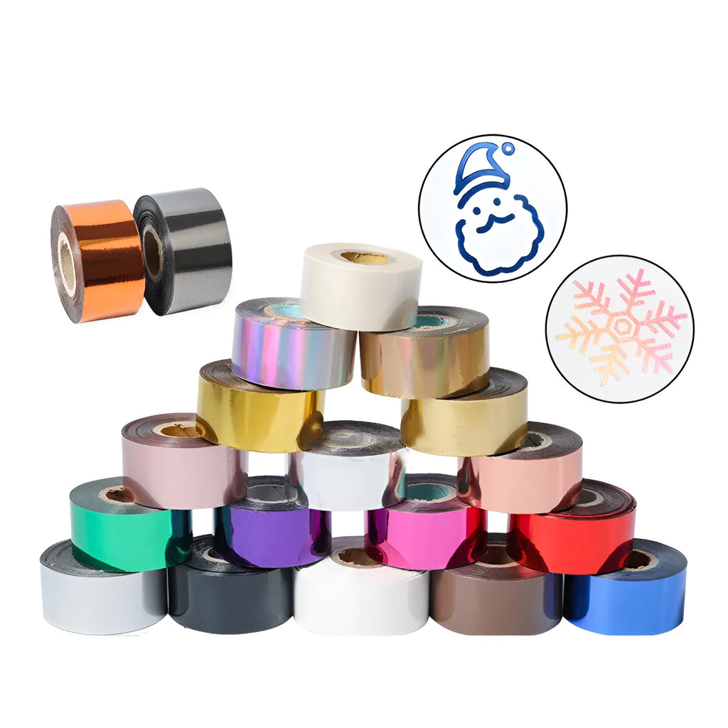 Electrochemical aluminium hot stamping foil rolls in multiple colours and widths for leather plastic branding