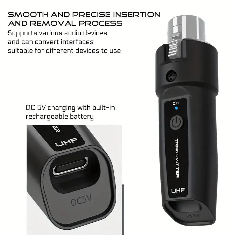Wireless grenade moving coil dynamic microphone with 6.35mm guitar port option