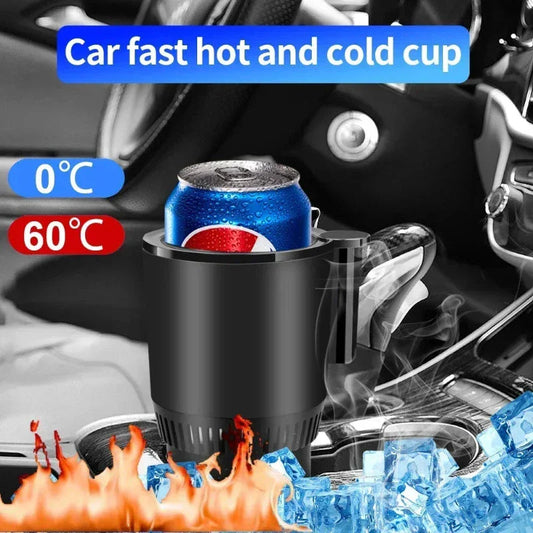 Versatile car cup holder with cooling and heating capabilities, digital temperature display, and universal fit for various beverage sizes