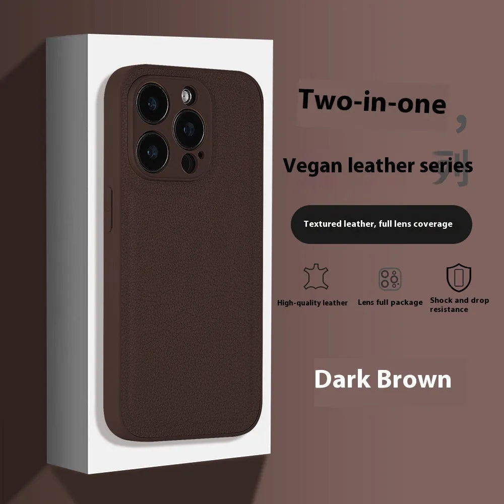 Imitation leather lychee pattern phone case for Apple iPhone 12 to 16 Pro Max in black, white, silver or gold