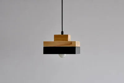 Wooden round and square LED chandeliers in matte black and white finishes with adjustable suspension