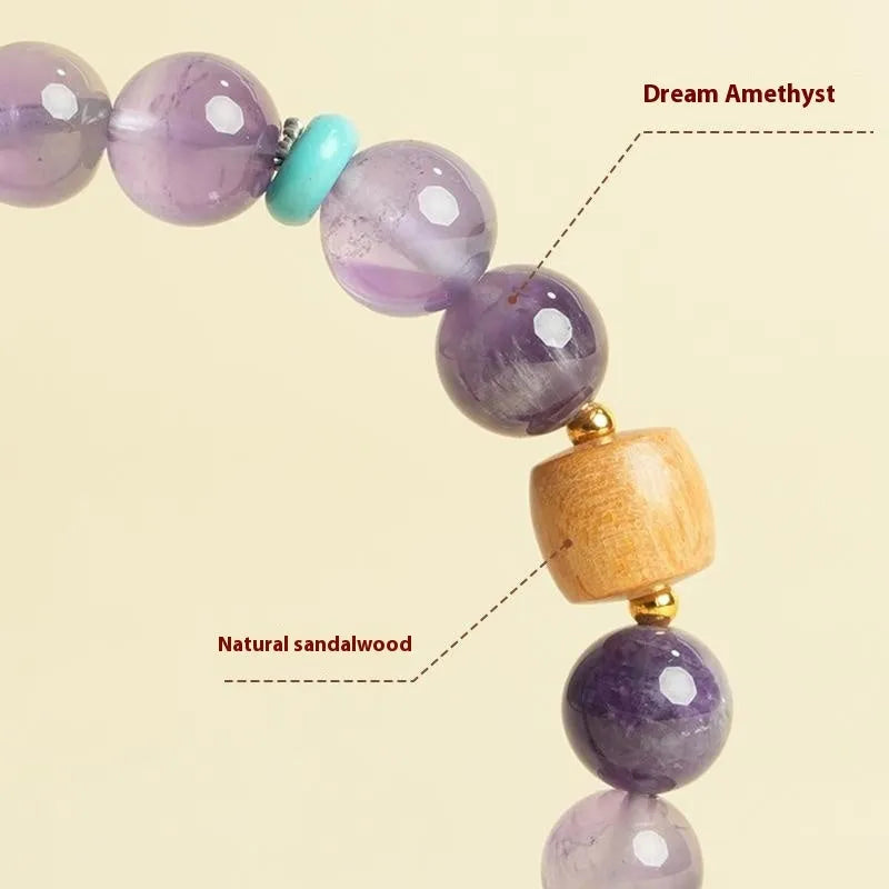 Purple amethyst crystal bracelet for women with natural Dream amethyst beads