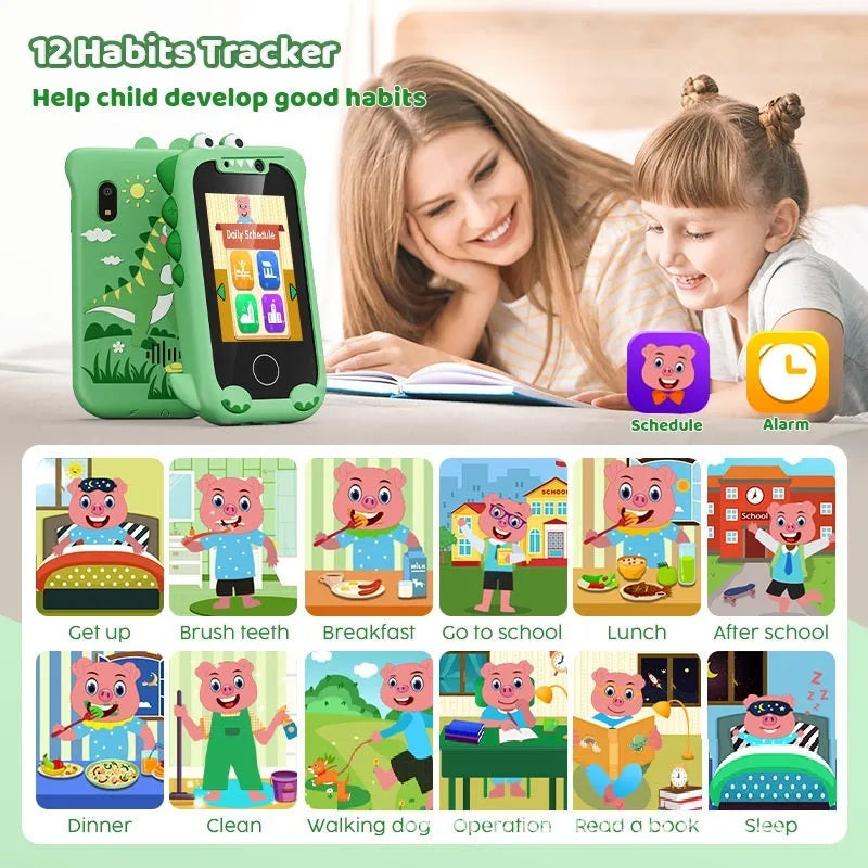 Blue silicone case educational touch camera for children with photo, video, and game functions