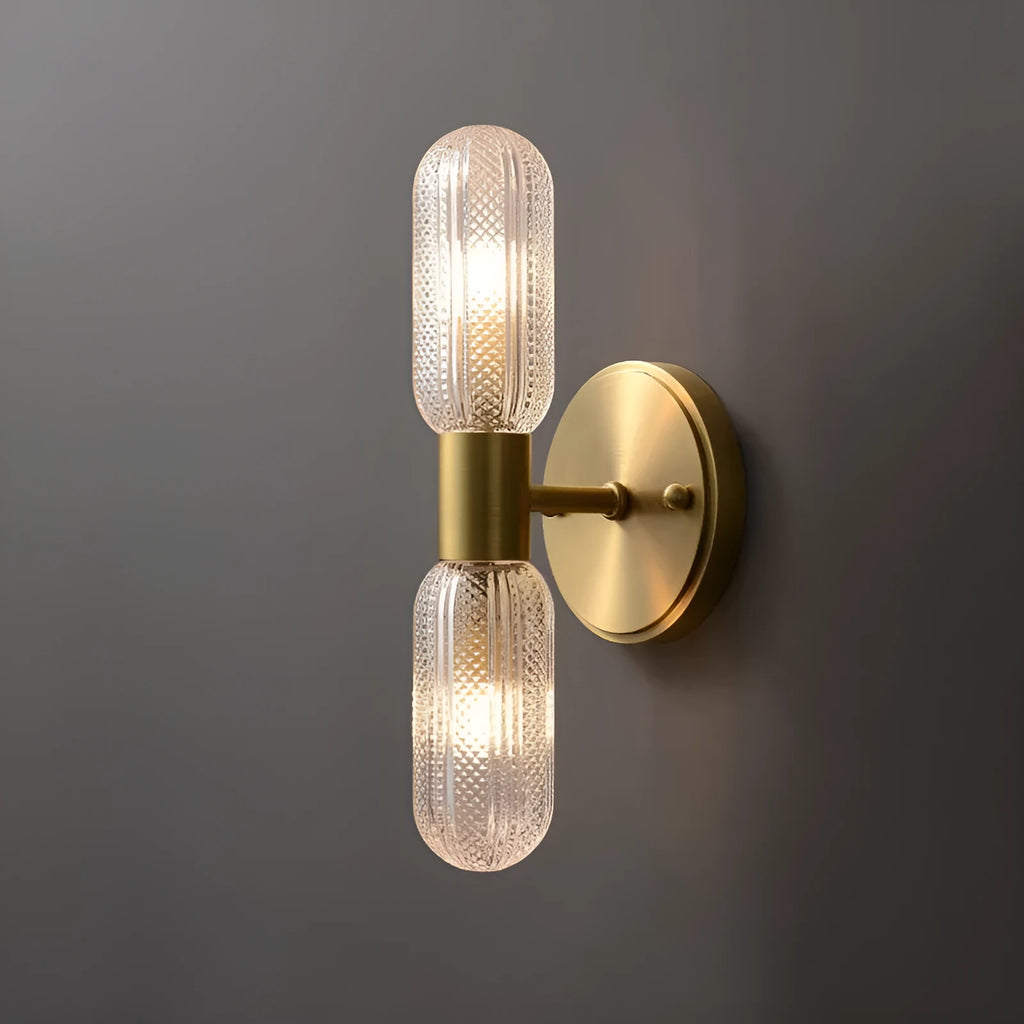 Copper-colour double head adjustable wall lamp with minimalist Nordic design