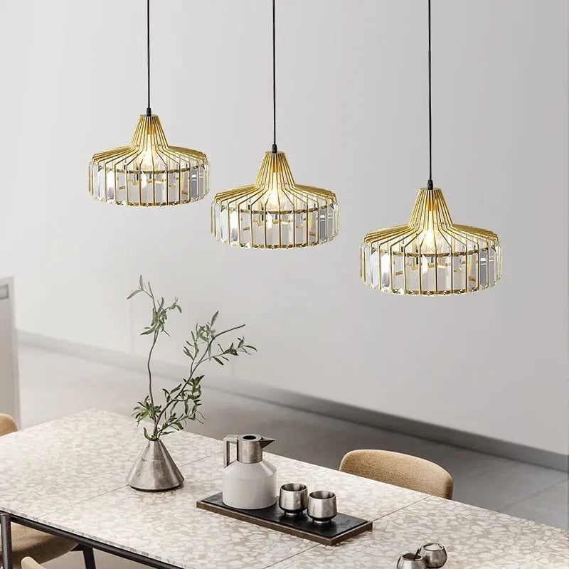 Modern crystal sun lamp chandelier with LED light in black or gold finish