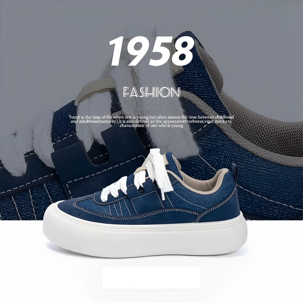 Men's black canvas platform lace-up shoes with a round toe and low-top design on a white background.