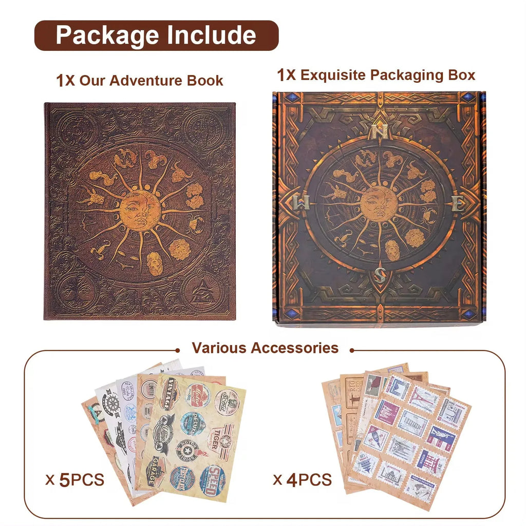132-page DIY retro photo album with gold constellation cover and craft paper pages