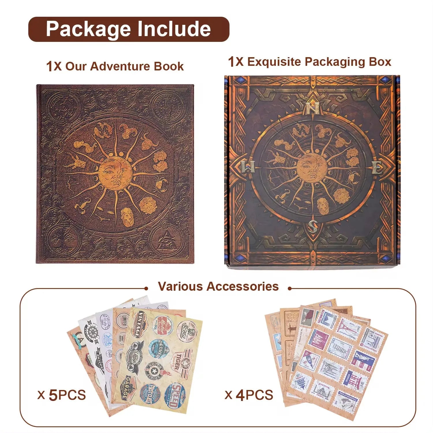 132-page DIY retro photo album with gold constellation cover and craft paper pages