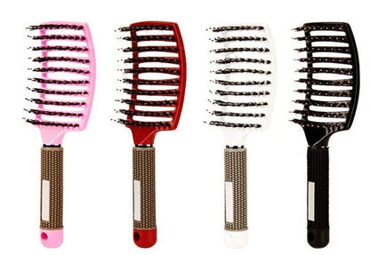 Detangling hairbrush with bristle and nylon teeth for effortless hair management and scalp massage