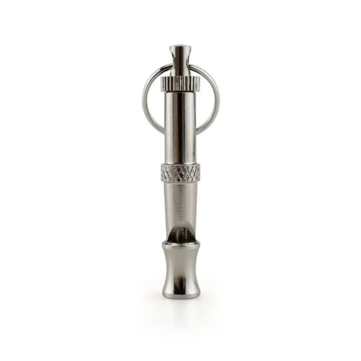 Metallic adjustable ultrasonic dog training whistle with brass electroplated nickel construction