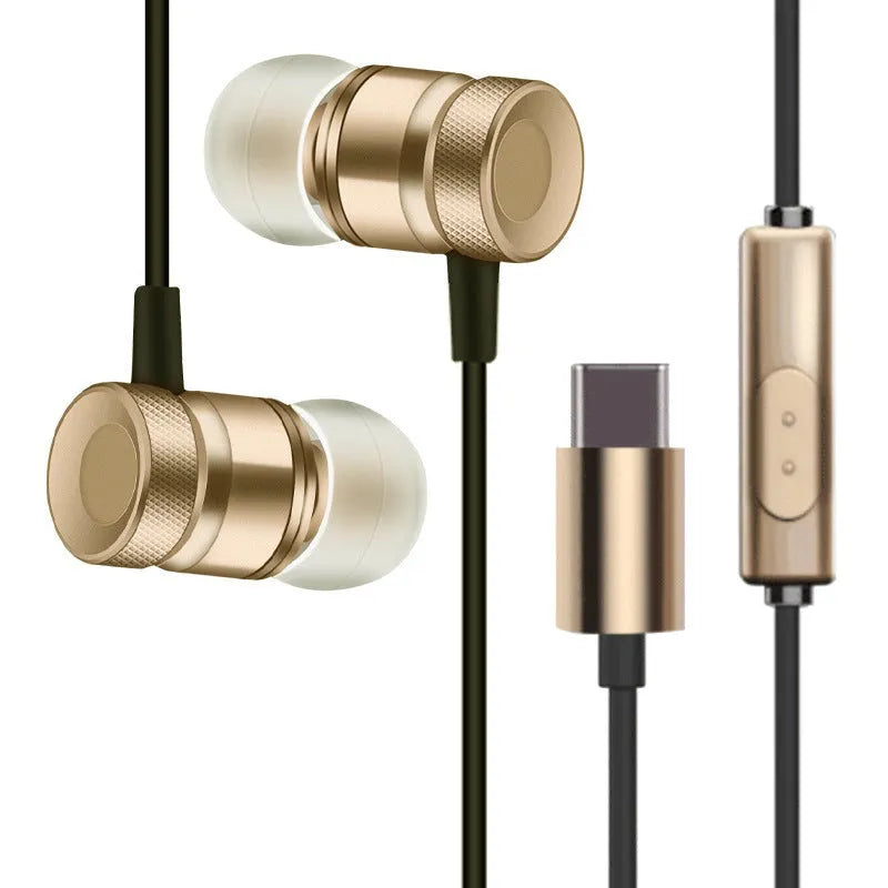 In-ear headphones with TPE cable in black, gold, pink, and silver colour options