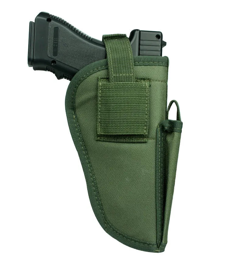 Green nylon universal tactical holster for airsoft and paintball, 10.5cm x 19cm